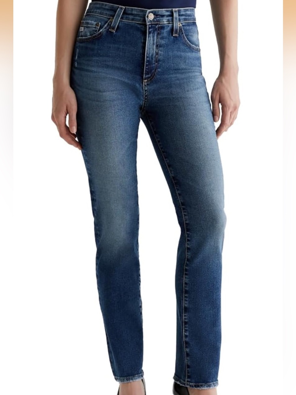 Ag Adriano Goldschmied Women's Cloud Soft Denim Mari Mid-Rise Slim Straight 29